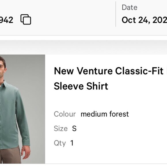 Lululemon New Venture Classic Fit LS Shirt MEFO Medium Forest - Picture 7 of 7